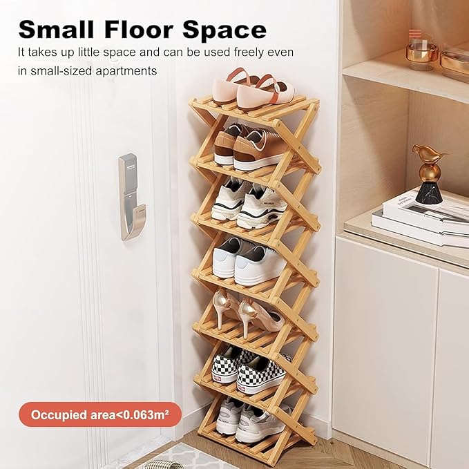 YYW Bamboo Shoe Rack for Entryway, Free Standing Shoe Racks Shelf Closet - Image 2