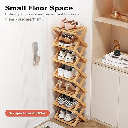 YYW Bamboo Shoe Rack for Entryway, Free Standing Shoe Racks Shelf Closet - Image 3