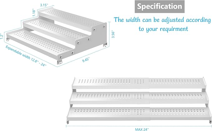 Spice Rack Organizer for Cabinet, 3 Tier Expandable shelf, Pantry and more - Image 5