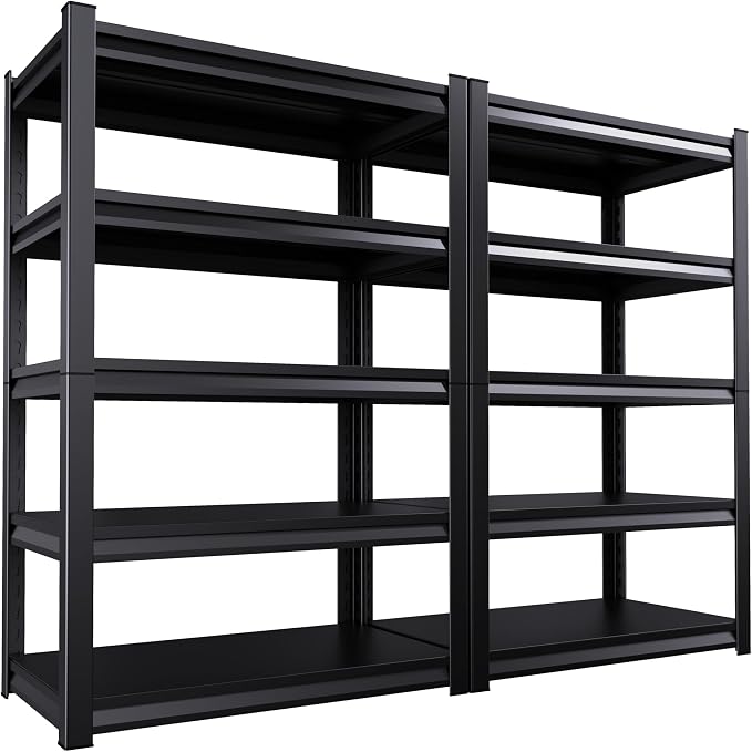 2 Pack Garage Shelving Heavy Duty Storage Shelves 2500LBS Adjustable Garage by AOJUFEO