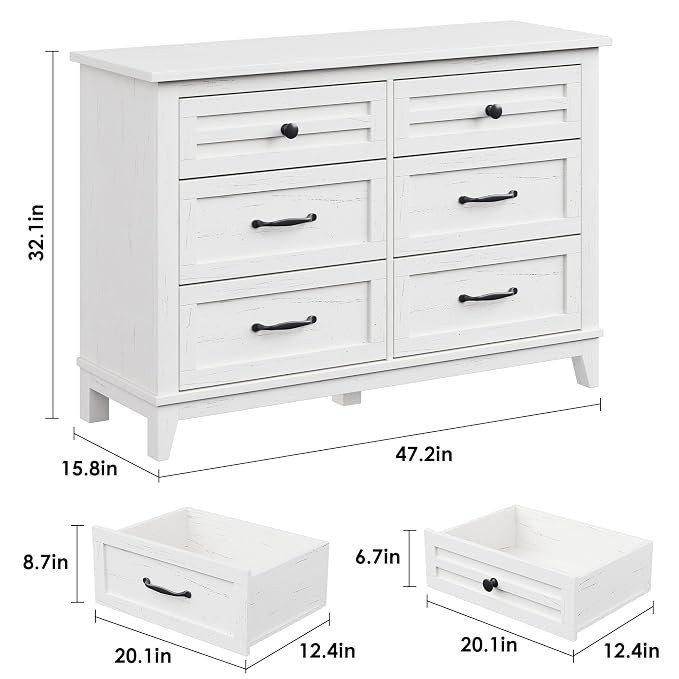 GarveeHome 6 Dresser for Bedroom, 47 in Wide Drawer Dresser - Image 2