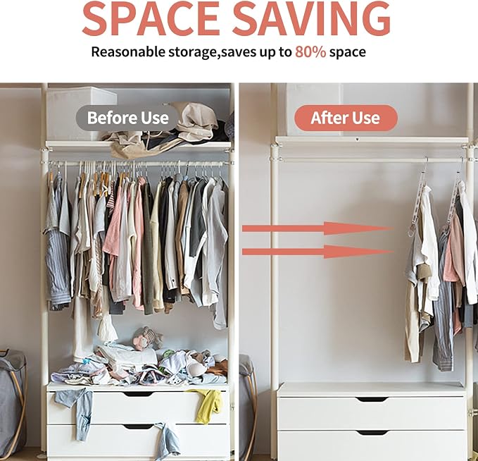 Space Saving Hangers for Clothes, 10 Pack Hanger Organizer Space Saver - Image 4