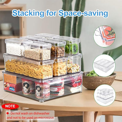 10-Pack Clear Fridge Organizer Bins - Image 2