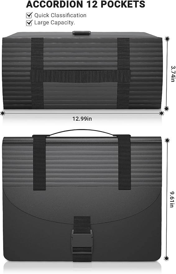 Expanding File Folders with Handle, Accordion File Organizer 13 Expandable - Image 3