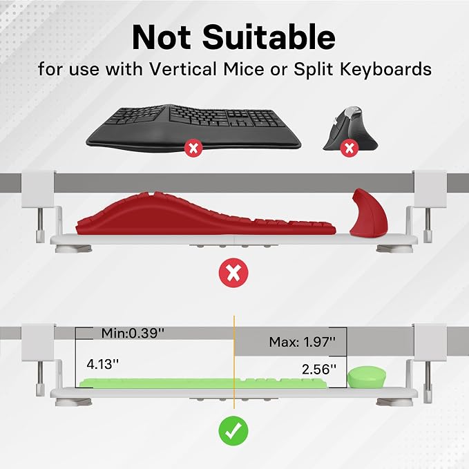 BONTEC KMT01-PJ Under Desk Keyboard Tray, Pull-Out Keyboard & Mouse Platform - Image 6