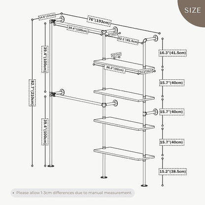 Industrial Pipe Clothing Rack, Wall Mounted Garment Black Wall Hanging Clothing - Image 8