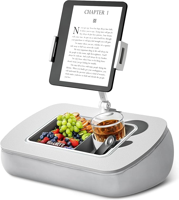 Tablet Stand Pillow with Snack Bowl, iPad Lap Holder by ERGONOV