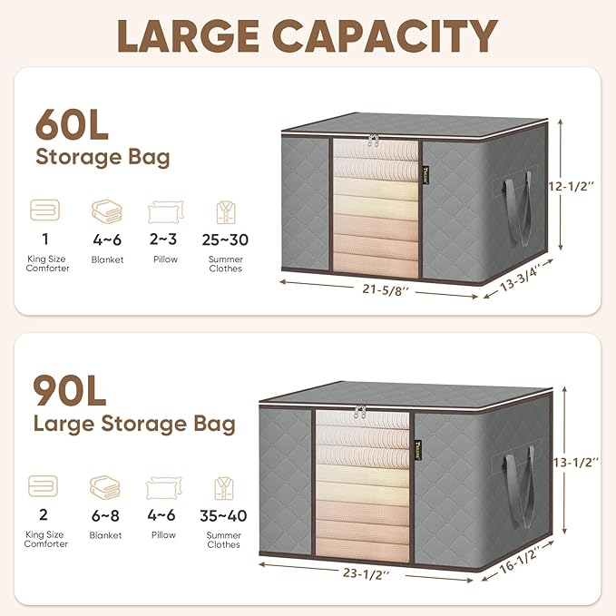 BALEINE 3 Pack Clothes Storage Bags, 24 Gallon Storage Containers - Image 5