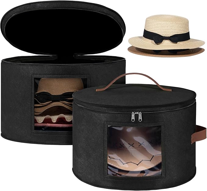 Lifewit Round Cowboy Hat Box for 7 Caps, Large Felt Hat Organizer Bag for Men & by Lifewit