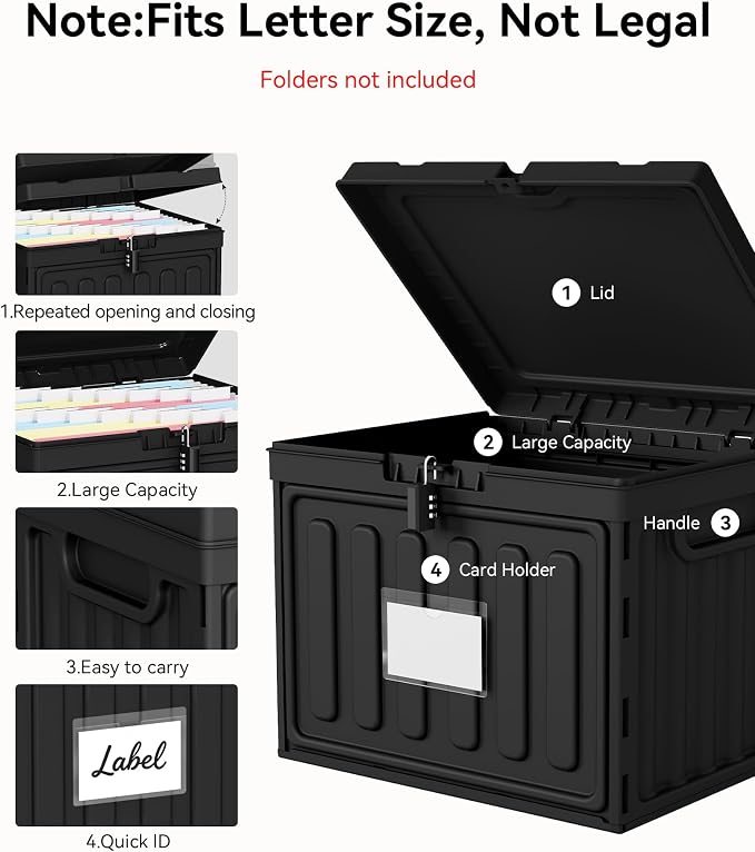 Oterri Plastic File Box with Lid - Image 7