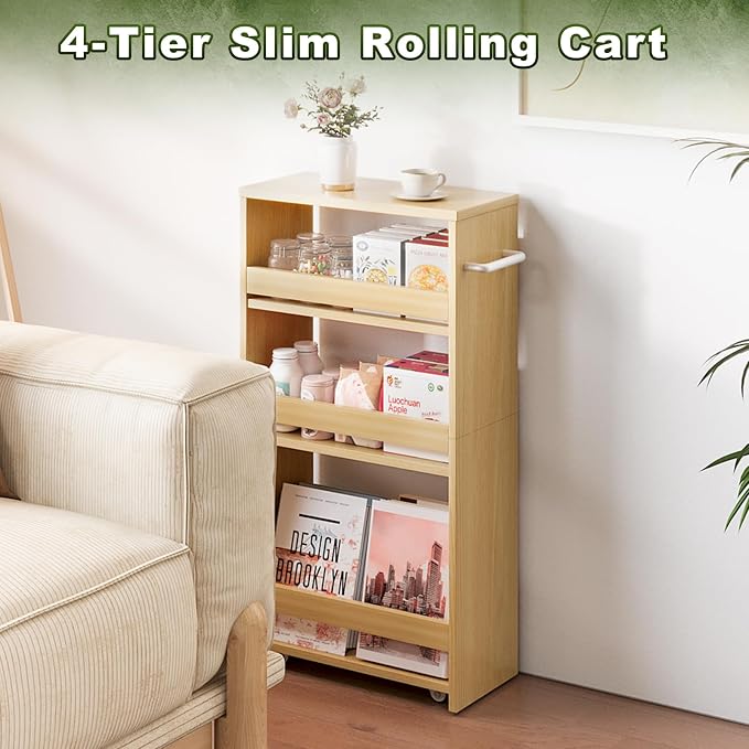 MARTY Rolling Storage Cart 7.9" W, 4-Tier Kitchen Cart - Image 6