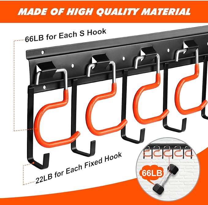 17'' All Metal Garden Tool Organizer Adjustable Garage Tool Organizer Wall - Image 3
