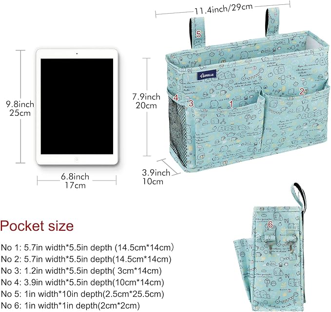 Surblue Bedside Caddy Hanging Bed Organizer Storage Bag Pocket - Image 5