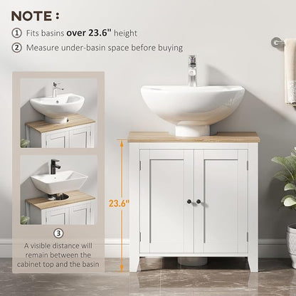 kleankin Pedestal Sink Storage Cabinet, Under Sink Cabinet - Image 5