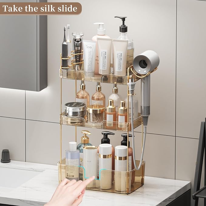 3 Tier Bathroom Organizer Countertop Makeup Perfume Tray Skincare Organizer - Image 7