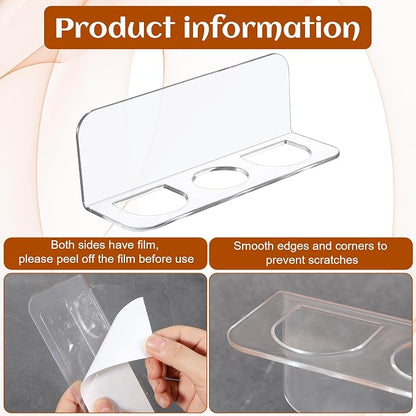 2pcs Acrylic Hair Brush Holder for Bathroom Adhesive Hair Tool Organizer - Image 6