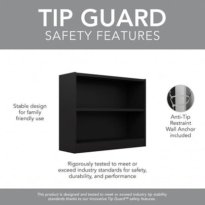 Bush Furniture Universal Small 2 Shelf Bookcase in Black, Low Storage and - Image 7