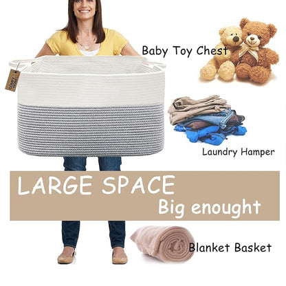 COMFY-HOMI Large Rectangle Laundry Storage Basket | Cotton Rope Woven, - Image 6