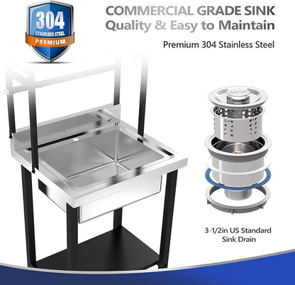 VINGLI 67"H Commercial Sink 304 Stainless Steel Sink - Image 5