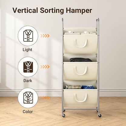 ELYKEN 120L Vertical Rolling Laundry Hamper - Image 5