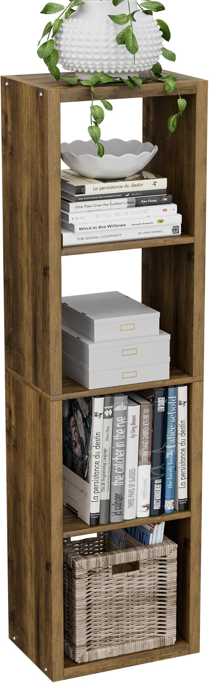 Cube Storage Organizer Bookcase, Small 4 Tier 11 inch Open Back Cubical Shelf by VDNEND