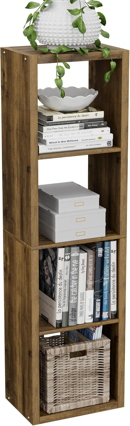 Cube Storage Organizer Bookcase, Small 4 Tier 11 inch Open Back Cubical Shelf by VDNEND
