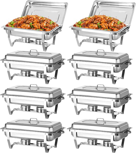 8 Qt 8 Pack Full Size Stainless Steel Chafing Dishes Buffet Set by Jacgood