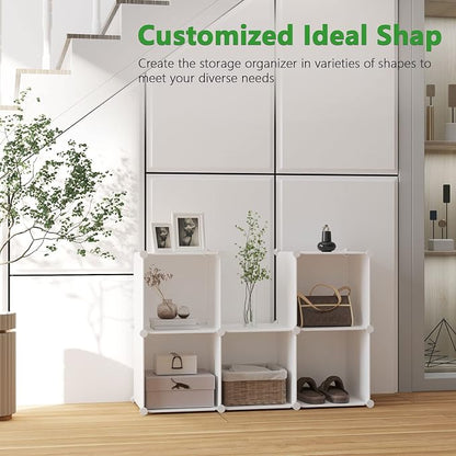 C&AHOME 6-Cube Storage Organizer, Stackable Storage Cubes Shelves, Portable - Image 5