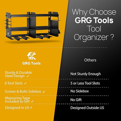 GRG Tools Heavy-Duty Power Tool Organizer – Wall Mounted Drill Rack - Image 6