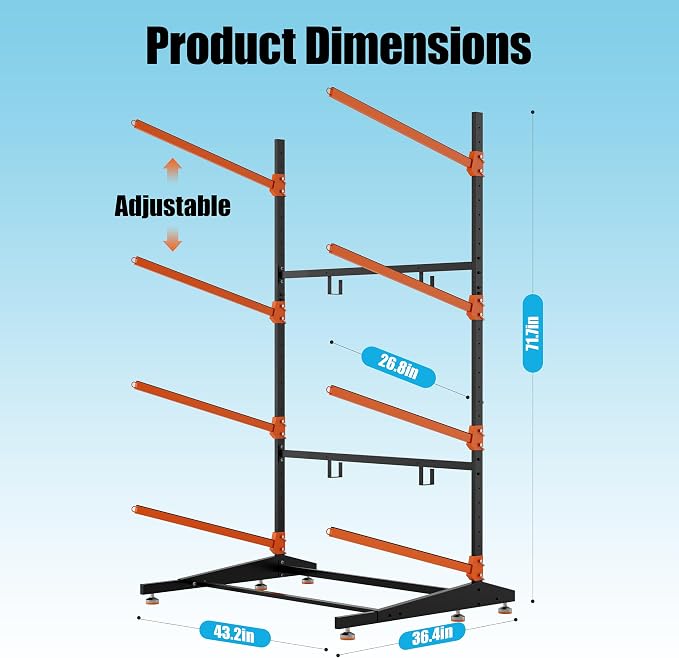 Kayak Storage Rack, Heavy-Duty Outdoor Canoe Rack, Reinforced, and Enhanced - Image 7