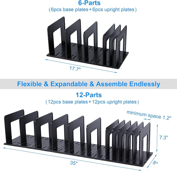 Adjustable Vertical File Sorter Sturdy Plastic Expandable Upright File Holder - Image 2