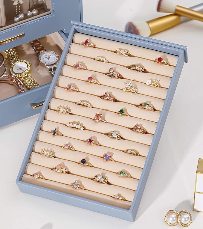 Homde Jewelry Organizer with Transparent Window Necklace Hooks Gift - Image 8