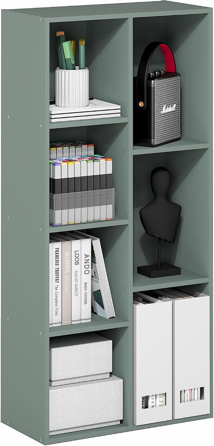 Furinno LUDER Book Shelf, 7-Cube Bookshelf, 9.4" x 19.5" x 41.7", by Furinno-FitsYourSpaceFitsYourBudget
