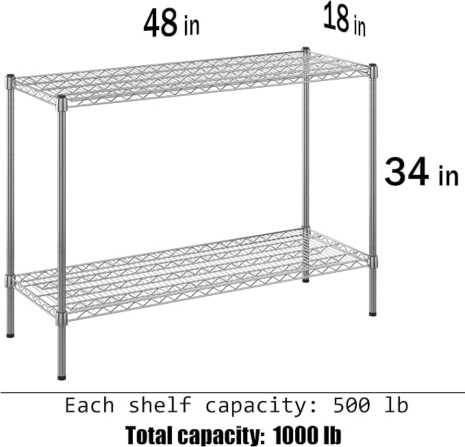 18" Deep x 48" Wide x 34" Height Wire Shelving Kit | 2-Tier | NSF Commercial - Image 3