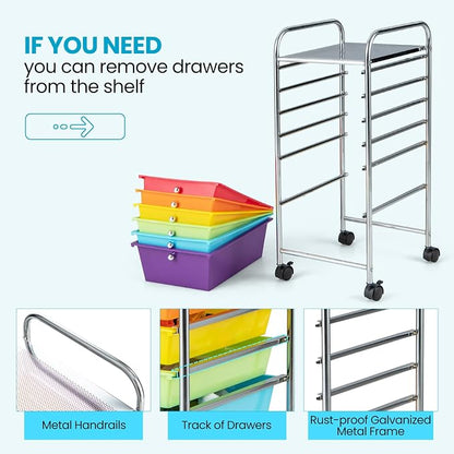 Giantex 6 Storage Drawer Cart Rolling Organizer Cart - Image 7