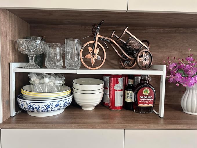 Expandable Cabinet Shelf Organizer 16-26" L Stackable Kitchen Counter Shelf - Image 6