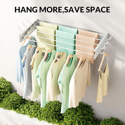 BAKON Wall Mounted Drying Rack, Indoor Outdoor Foldable Wall Mounted Clothes - Image 7