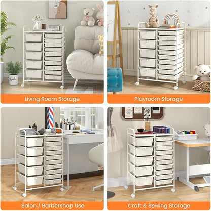 Giantex 15 Drawers Rolling Cart, Classroom Organizers, Storage Cart - Image 4