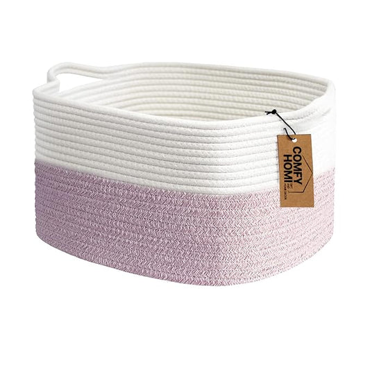 COMFY-HOMI Cotton Rope Woven Medium Basket by COMFY-HOMI