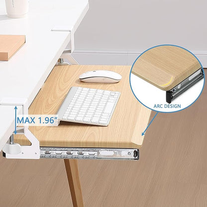 ETHU Keyboard Tray Under Desk, 19.7" X 12.2" Small Size C Clamp Keyboard Drawer - Image 5