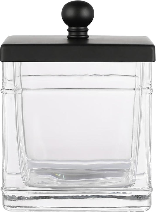 Clear Transparent Hotel Style Apothecary Tempered Glass Canister Jar W/ Matte by IndecorHome