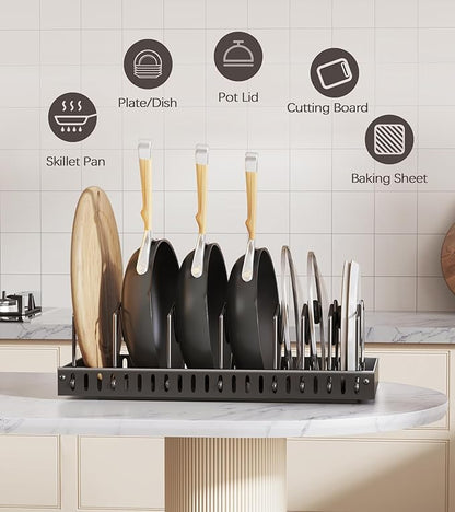 Pull Out Pots and Pans Organizer Under Cabinet, Sliding Lid Holder and Pan Rack - Image 7