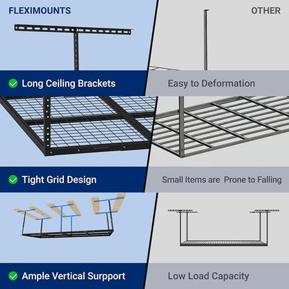FLEXIMOUNTS 4x8 Overhead Garage Storage Rack, Adjustable Organization System - Image 3