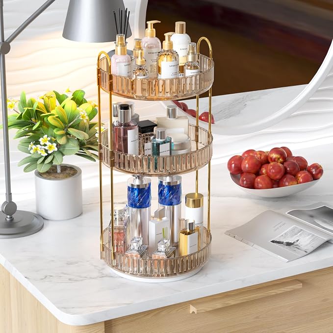 GTI 360°Rotating Makeup Organizer, 3 Tier Large Capacity Perfume Cosmetics - Image 6