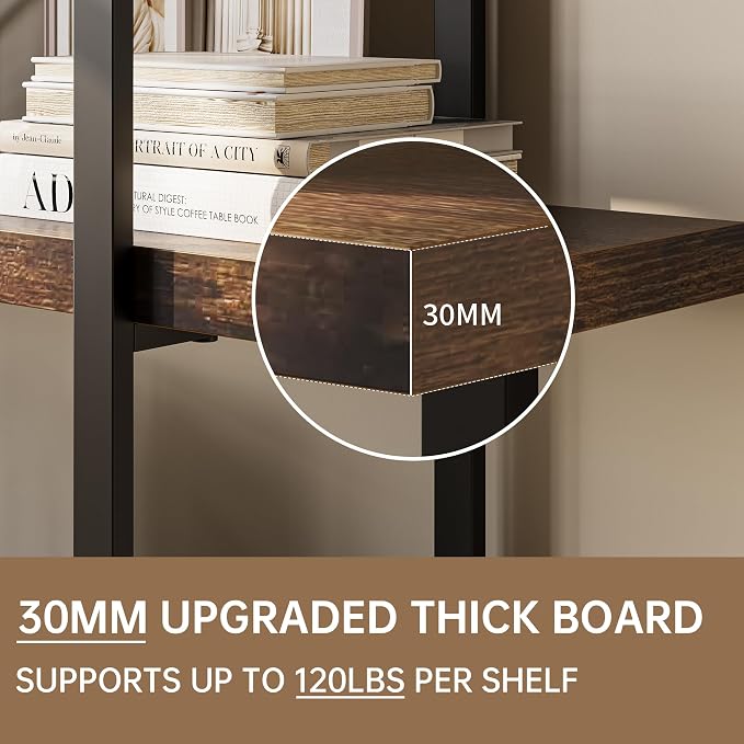 Bookshelf Set of 2, Heavy Duty 6-Tier Industrial Bookcase, 120lbs Shelf Capacity - Image 4