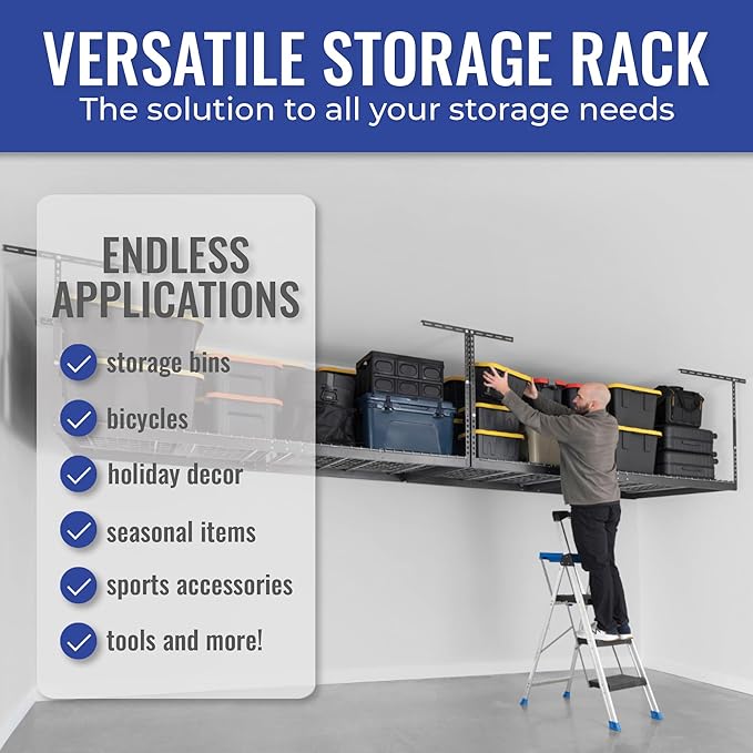SafeRacks 4ft x 8ft Overhead Garage Storage Rack 2 Rack Pack - Image 4