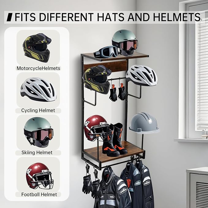 Motorcycle Helmet Rack, Wall Mount - Image 4
