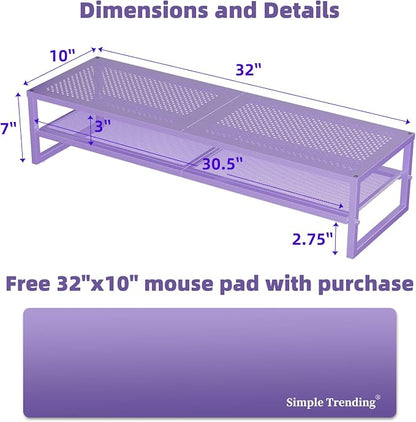 Simple Trending 2 Tier Metal Dual Monitor Stand Riser, Computer Office Desktop - Image 6