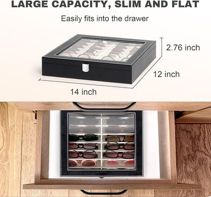 Sunglasses Organizer Case with Adjustable Slots, Eyeglasses Display with Lid - Image 4