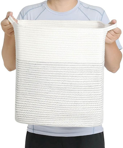 Tall Laundry Basket With Handles, Woven Cotton Rope Big Laundry Hamper Sorters - Image 5